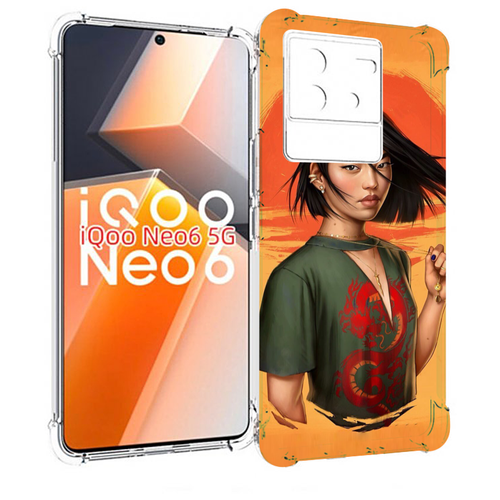 Чехол MyPads девушка-в-оранжевом-фоне женский для Vivo iQoo Neo 6 5G задняя-панель-накладка-бампер чехол mypads парень в шляпе в оранжевом кружке для vivo iqoo neo 6 5g задняя панель накладка бампер