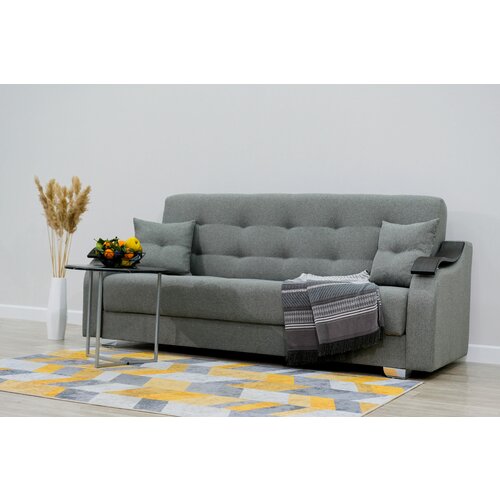 Диван - Кровать Анжела. Материал рогожка. Цвет серый. Размер 215*57*85. Наполнение усиленный пружинный блок типа Боннель