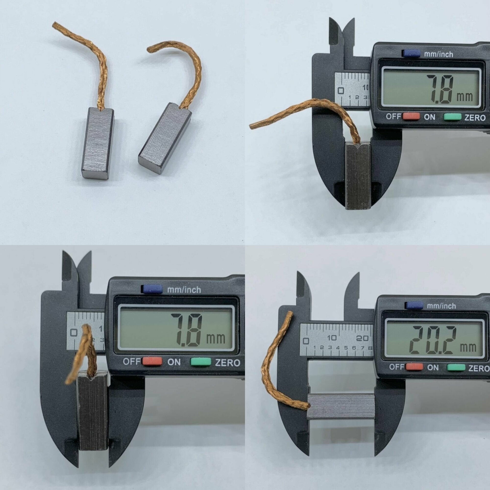 Щетки 8*8*20мм. меднографитовые для мотора отопителя печки (провод с верху) комплект 2 штуки