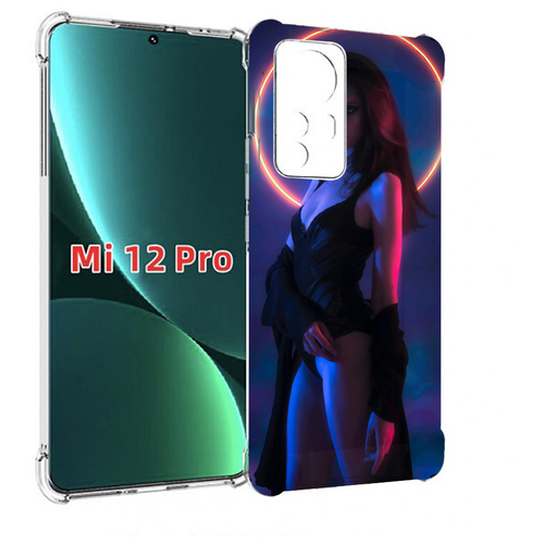 Чехол MyPads девушка с неоновым кругом женский для Xiaomi 12S Pro задняя-панель-накладка-бампер