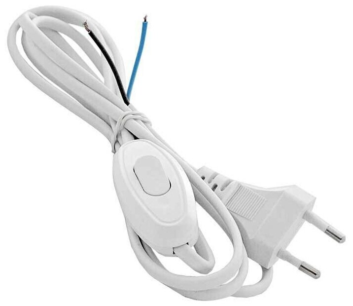 Шнур с вилкой "UNIVersal" с выключателем, 1,7 м, 2 х 0.75, цвет: белый