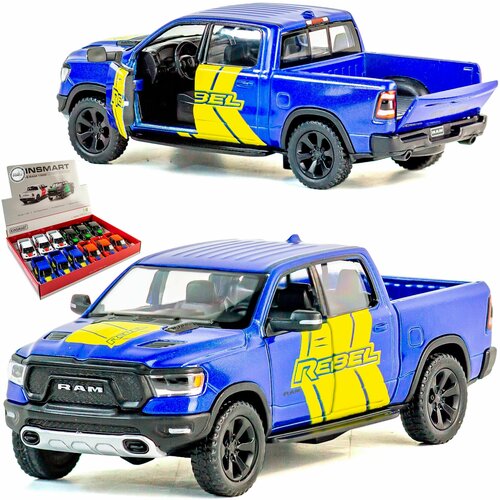 Машинка игрушка металлическая 1:46 2019 Dodge RAM 1500 Livery Edition (Додж Рам), 12,5 см, детская, инерционная / Синий