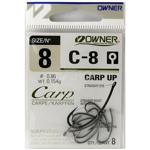 крючок owner 53268 c 8 carp up 4 Крючки Owner C-8 Carp Up 53268 №8 (8шт.)