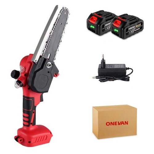 Цепная аккумуляторная пила 15 см, бесщеточная, с подкачкой масла (2 акб. емкостью 3 а/ч)