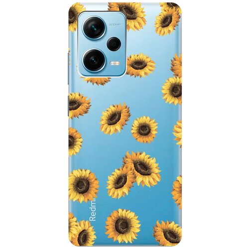 Силиконовый чехол с принтом Sunflowers для Xiaomi Redmi Note 12 Pro / Note 12 Pro+ / Note 12 Explorer Edition силиконовый чехол на xiaomi redmi note 12 pro note 12 pro note 12 explorer edition с 3d принтом rose прозрачный