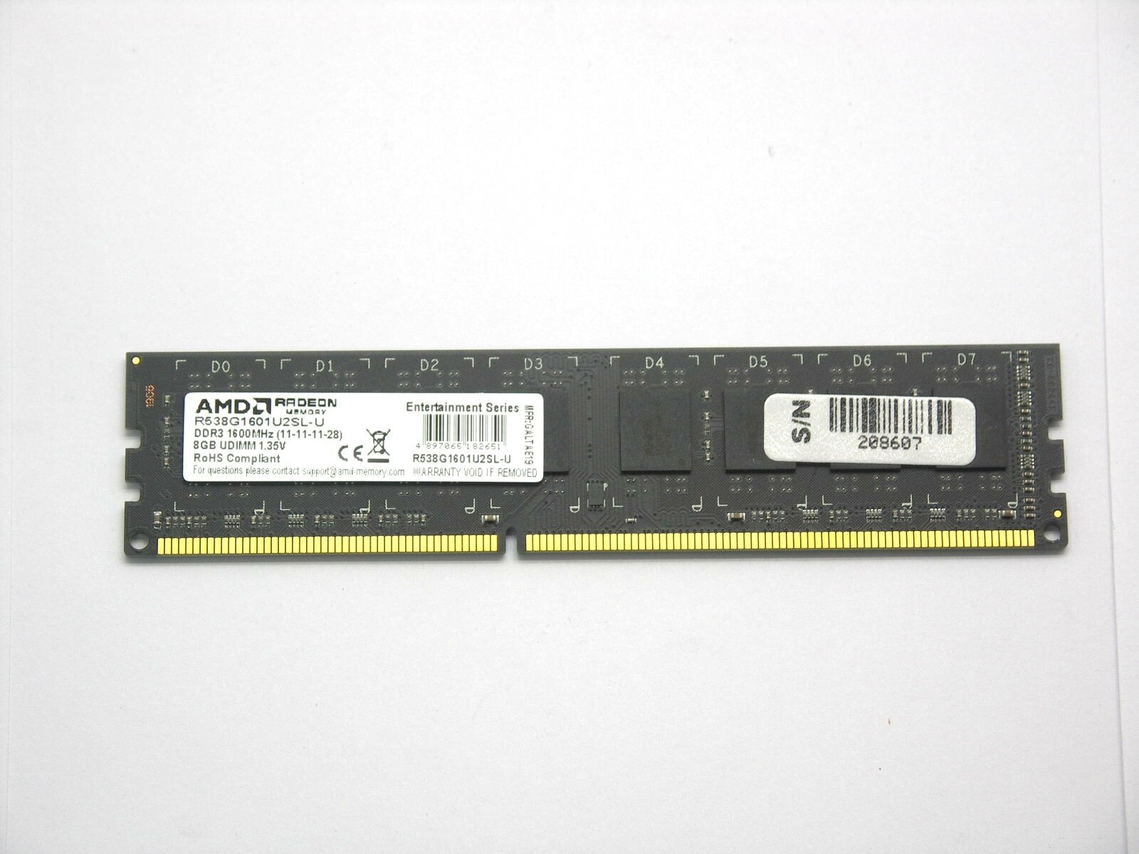 Модуль памяти DDR3 8GB AMD 1600MHz, PC3-12800, CL11, 1.35V, Non-ECC, RTL - фото №5