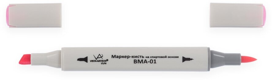 Маркер-кисть "VISTA-ARTISTA" Style на спиртовой основе BMA-01 0.7 мм - 7 мм кисть/перо скошенное K281 св. фуксия/Cerise