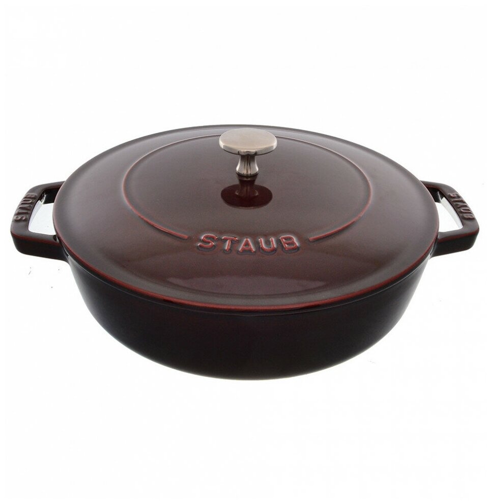 Сотейник со стеклянной крышкой Staub 28 см вишневый - фото №2