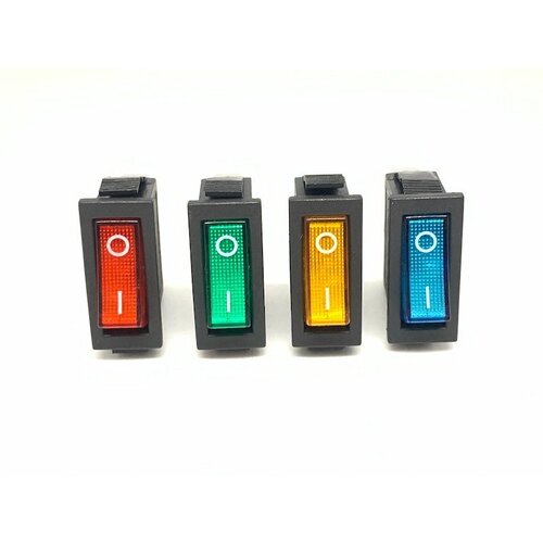 4 ШТ. Выключатель прямоугольный ON-OFF с подсветкой 12В , 15А оранжевый, зеленый, желтый, синий