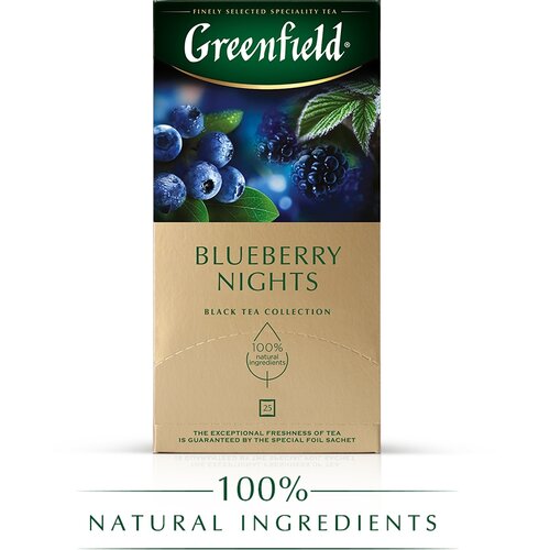 Чай Greenfield Blueberry Nights черный с черникой 25 пакетиков, 365731