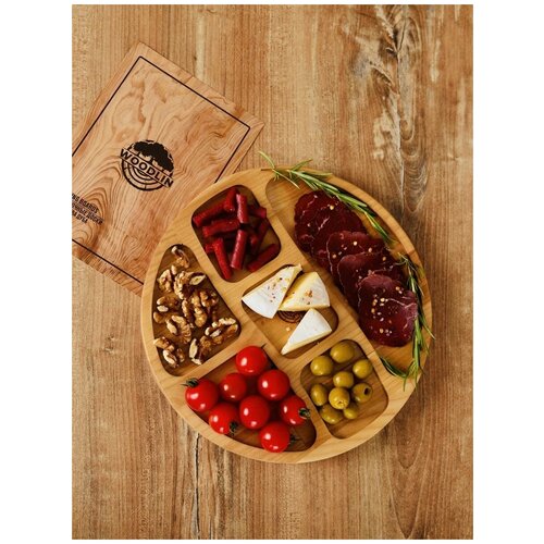 Менажница из дерева, тарелка деревянная WOODLIN 28см