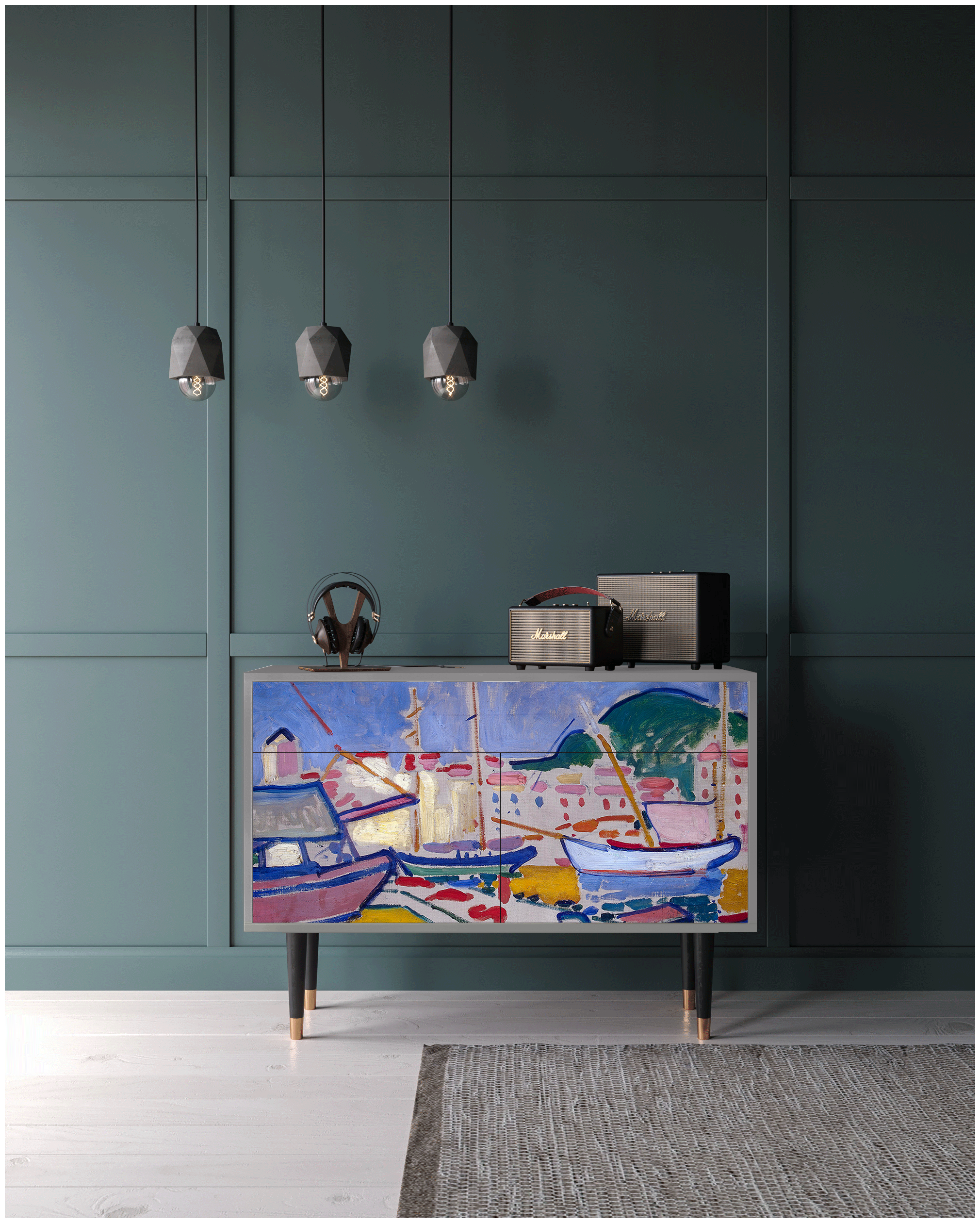 Комод - STORYZ - BS4 The Port of Collioure by Andre Derain, 115 x 85 x 48 см, Серый