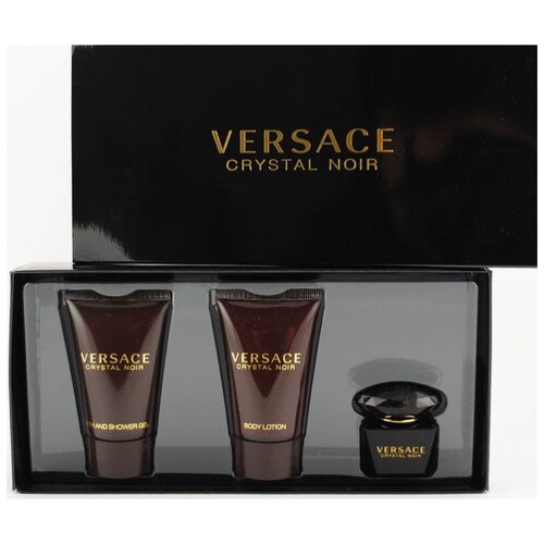 VERSACE CRYSTAL NOIR Подарочный наборы для мужчин, Италия, Парфюм 5 мл, Лосьон для тела 25 мл, Гель для душа 25 мл