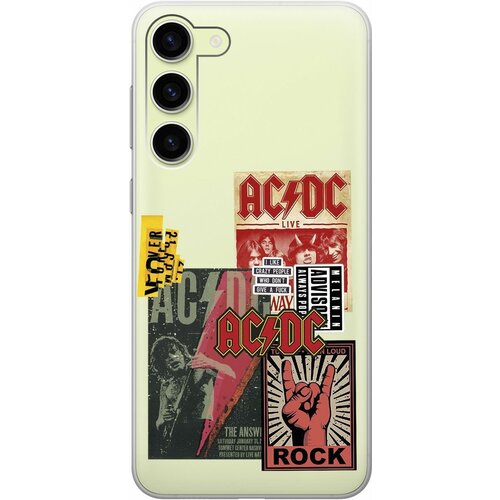 Силиконовый чехол с принтом AC/DC Stickers для Samsung Galaxy S23+ / Самсунг С23 Плюс силиконовый чехол на samsung galaxy s23 самсунг с23 плюс с 3d принтом amazing peonies прозрачный