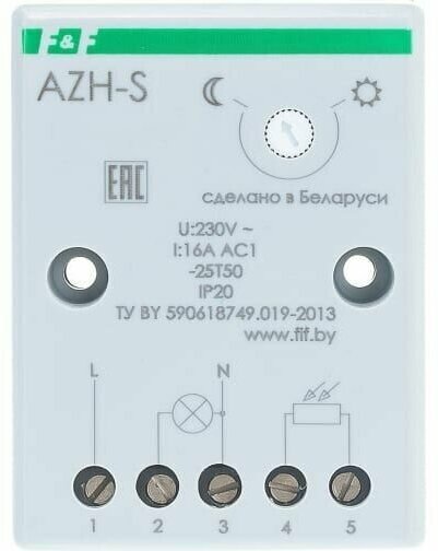 Фотореле AZH-S (выносной фотодатчик IP-65 монтаж на плоскость 230В 16А 1НО IP20) F&F EA01.001.007 - фотография № 10