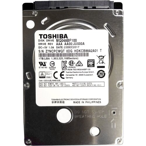 Жесткий диск SATA3 5400rpm 1Tb Toshiba MQ04ABF100 MQ04 512E 128Mb 25 969200₽