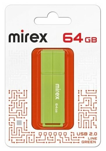 Флешка Mirex Line Green 64 Гб usb 2.0 Flash Drive - светло-зеленый