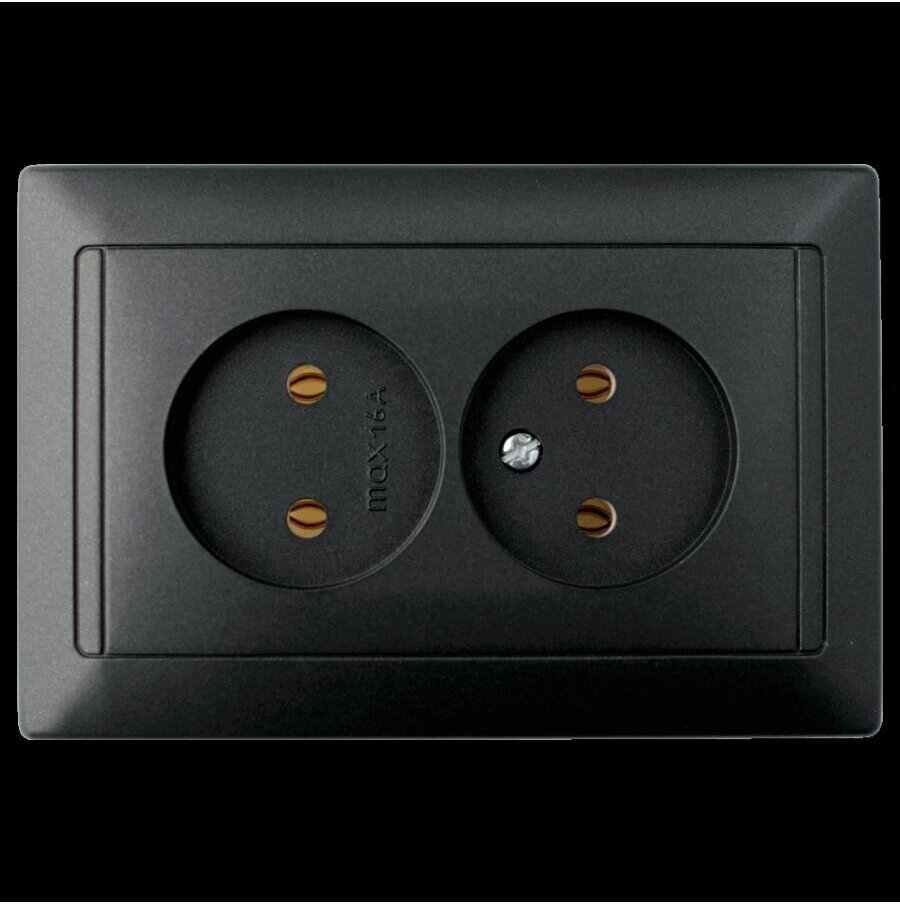 Розетка 2-ая (скрытая, б/з) графит, Стиль графит, Bylectrica (РС16-307графит) (BYLECTRICA)