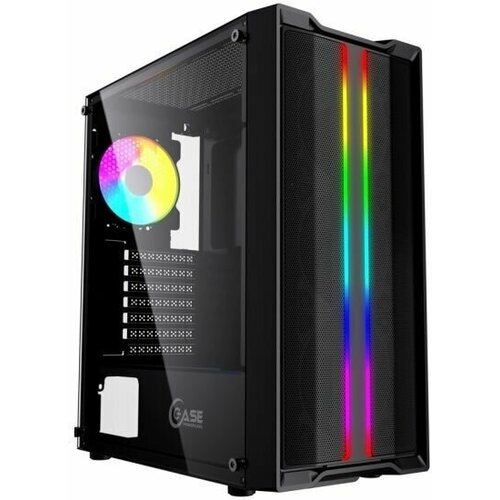 Корпус Powercase Mistral Evo, Tempered Glass, 1x 120mm PWM ARGB fan + ARGB Strip + 3x 120mm PWM non LED fan, чёрный, ATX (CMIEB-F4S) корпус atx powercase mistral z4c argb без бп чёрный