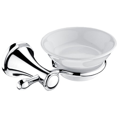 Мыльница настенного монтажа, фабрика Nimco, коллекция Lada, матариал латунь, цвет хром/белая керамика