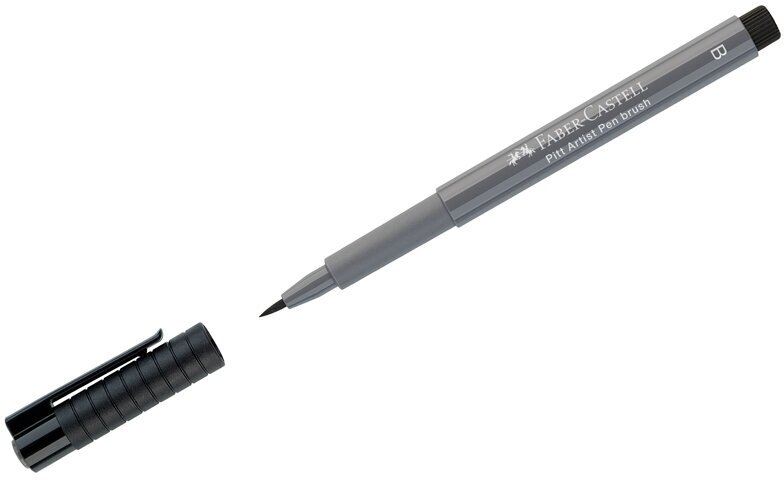 Ручка капиллярная Faber-Castell "Pitt Artist Pen Brush" цвет 233 холодный серый IV, пишущий узел "кисть", 3 штуки