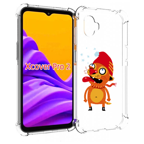 Чехол MyPads Зимний кот для Samsung Galaxy Xcover Pro 2 задняя-панель-накладка-бампер