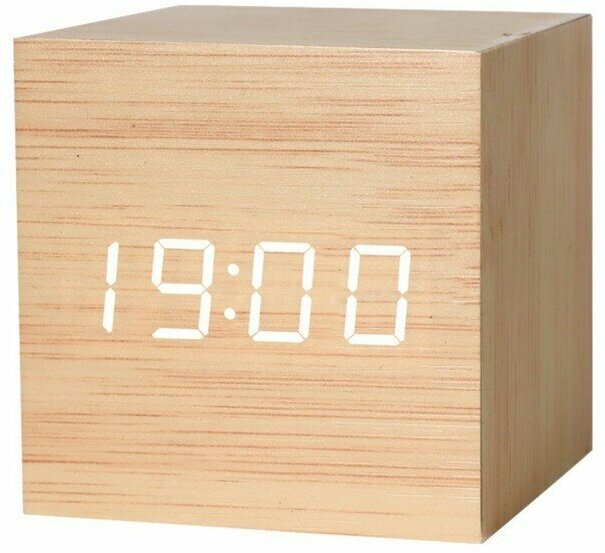 Электронные часы настольные "Цифра", 6.5 х 6.5 см, белая индикация