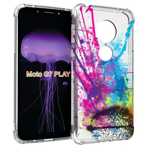 Чехол MyPads яркий красочный мозг для Motorola Moto G7 Play задняя-панель-накладка-бампер