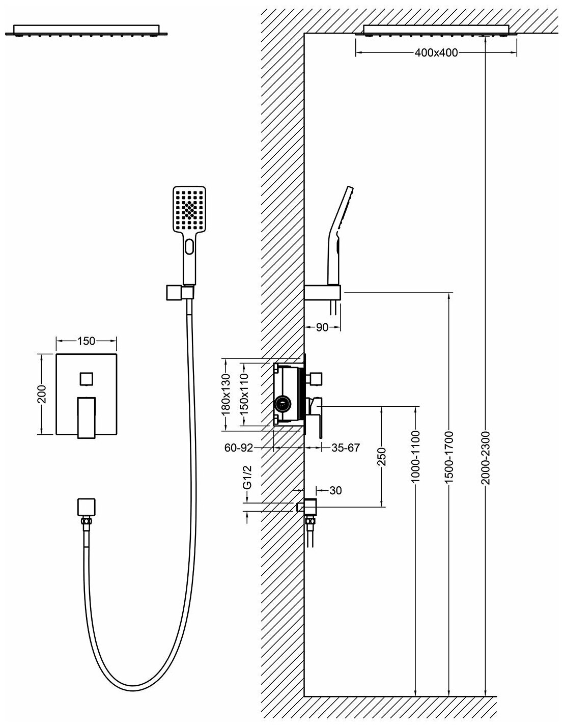 Душевая система встроенная Timo Selene SX-2029/03SM черный