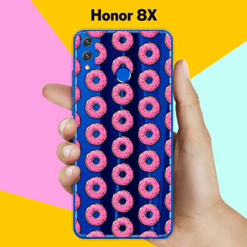 Силиконовый чехол Пончики на Honor 8X силиконовый чехол на honor 8x хонор 8х с эффектом блеска пончики в сиреневой глазури