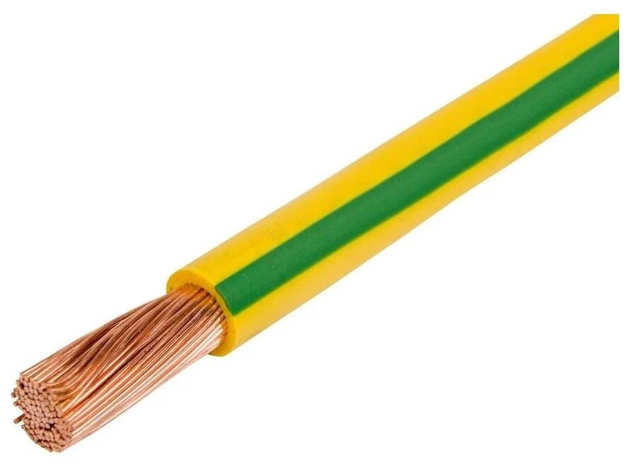 Провод многопроволочный ПУГВ ПВ3 1х6 желто-зеленый ( комплект из 1 м ) - фотография № 1