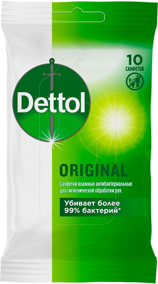 Салфетки влажные антибактериальные Dettol, 10 шт