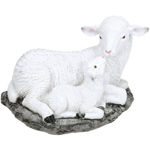 Скульптура-фигура для сада из полистоуна «Овца с овечкой» 17х16х24см (Россия)