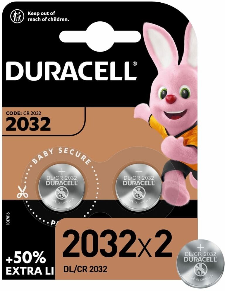 Литиевые батарейки Duracell CR2032-2BL