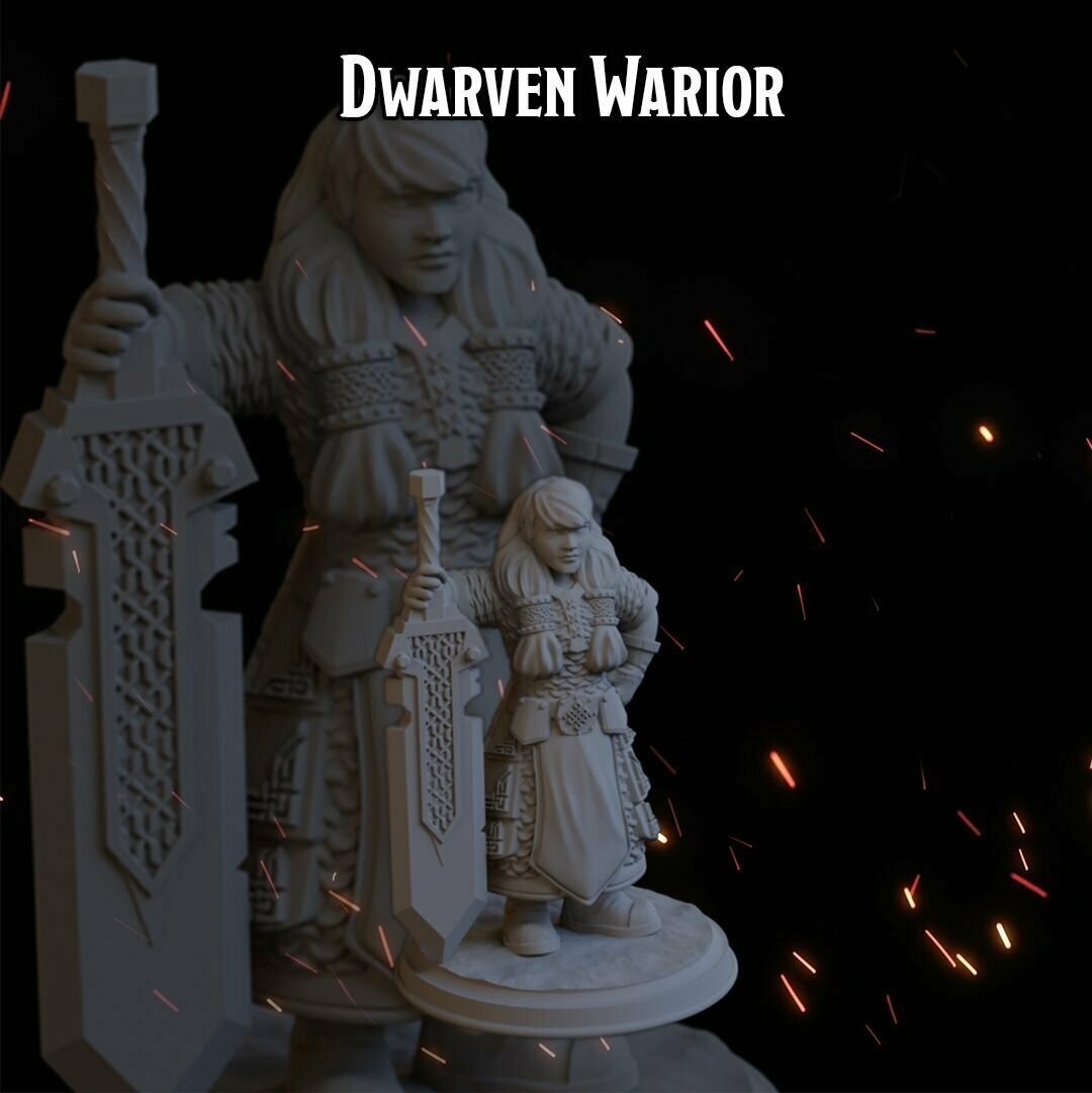 Воин Дварф женщина 37,8мм фигурки/миниатюры (ДнД, DnD, D&D, Dungeons & Dragons, Pathfinder, Подземелья и Драконы, Wargames)