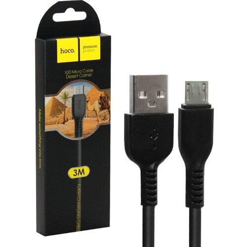 Кабель USB Micro USB X20 3M HOCO черный usb кабель micro hoco x23 черный