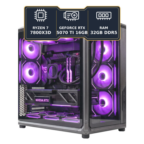 фото Игровой компьютер firestrike pro ryzen 7 7800x3d / rtx 5070 ti 16гб / 32гб ddr5 / ssd 4тб / 850вт / windows 11 pro