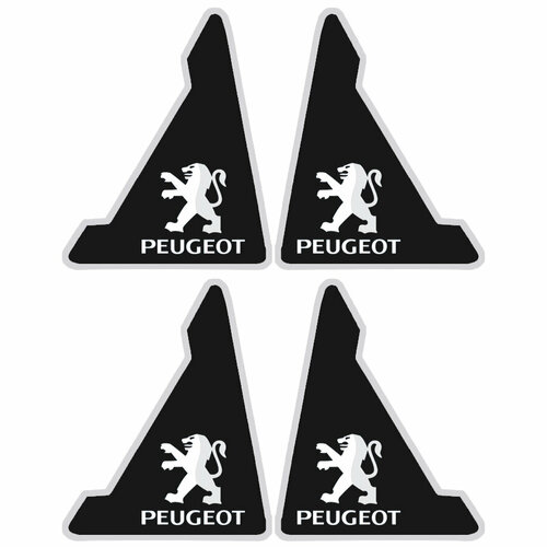 Защитные уголки на дверь автомобиля с логотипом PEUGEOT силиконовые черные, комплект 4 шт.