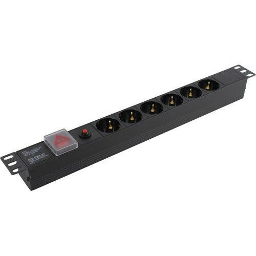 Exegate EX280830RUS Блок розеток ExeGate ServerPro PDU-19H605 Al-6S-C14-SW-O 19"1U алюм 6Schuko С14 защ перегр