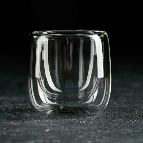 Magistro Стопка стеклянная с двойными стенками Magistro «Поль Квадро», 80 мл, 7,5×8 см