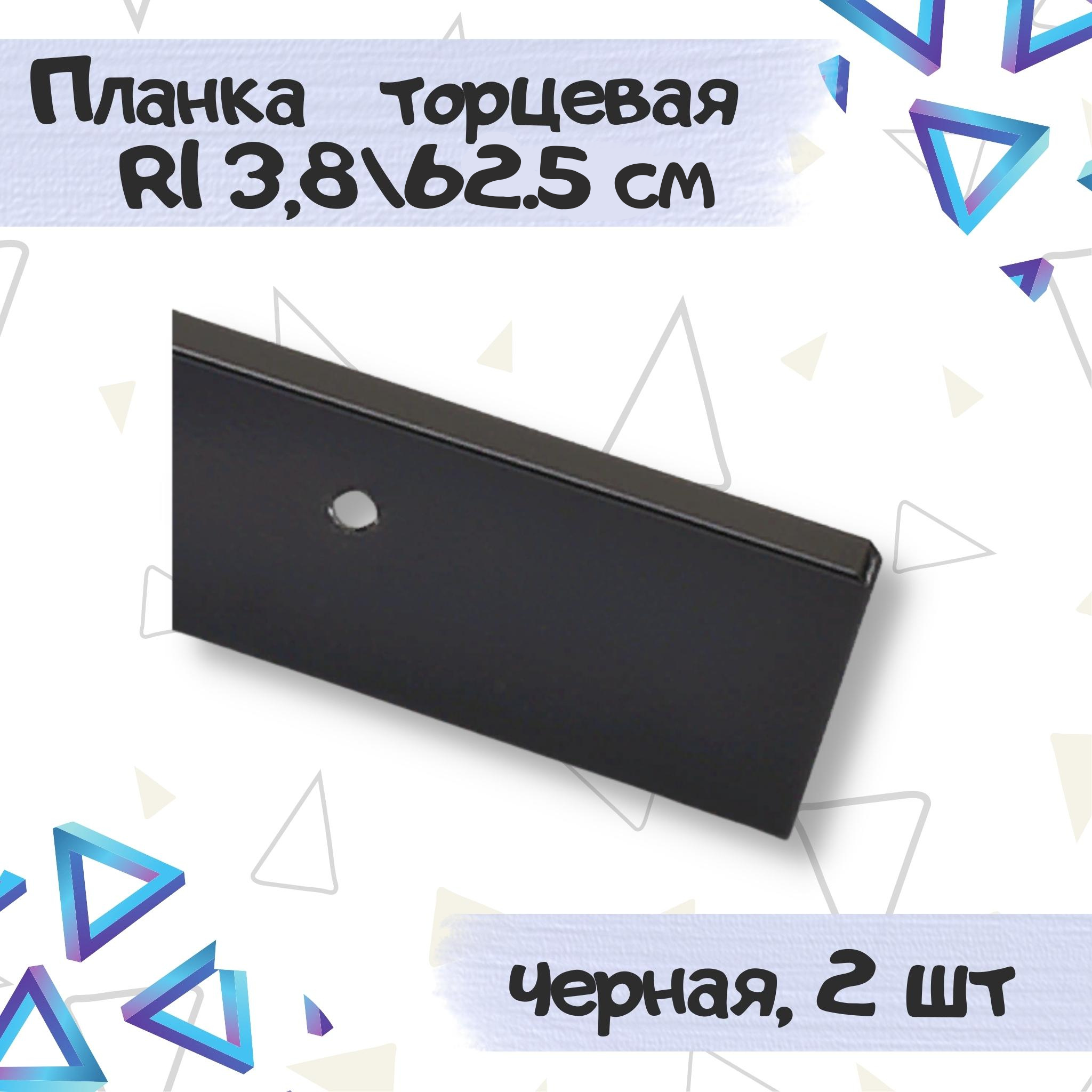 Планка для столешницы Европа 38мм*625мм универсальная торцевая черная - 2 штуки