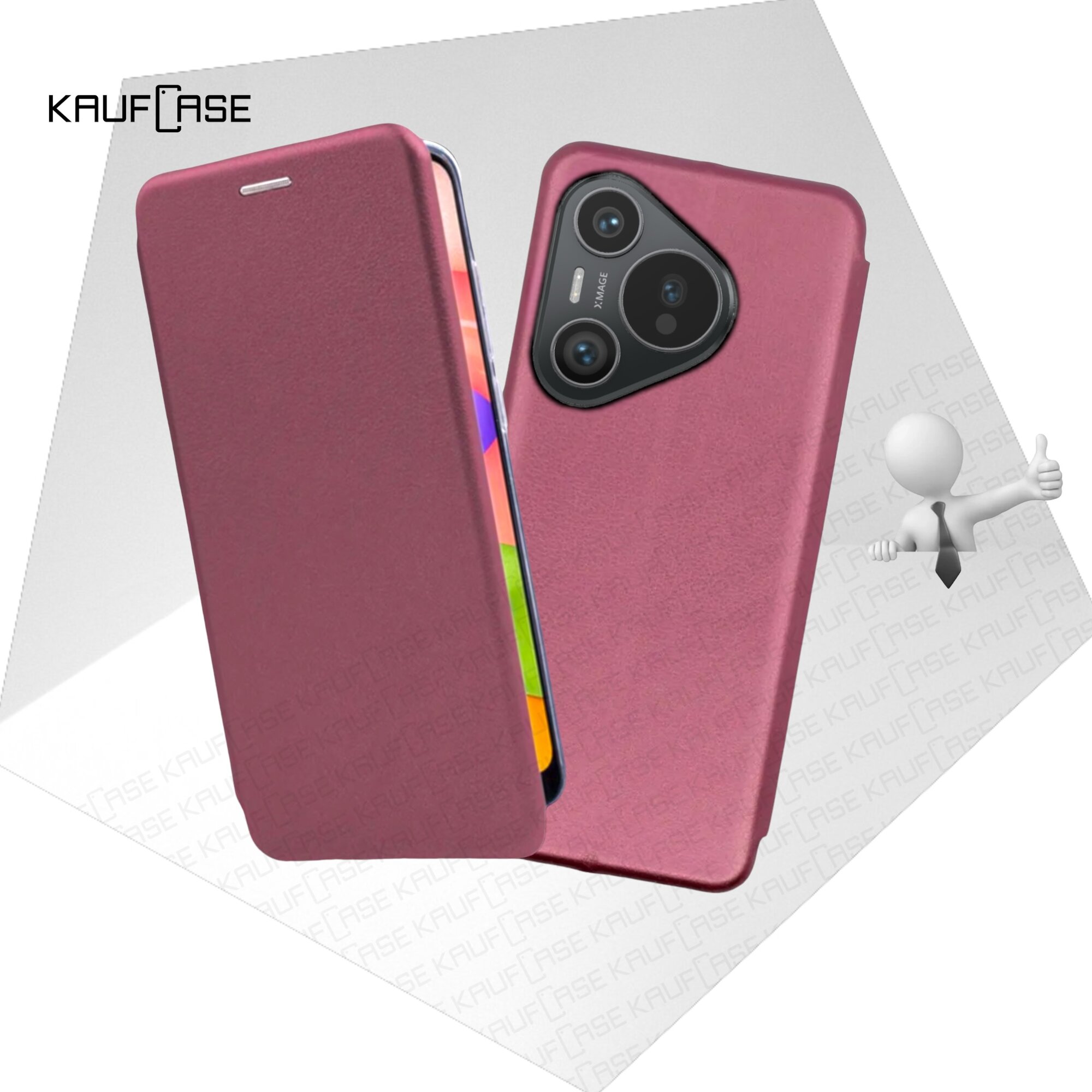 фото Чехол книжка для телефона Huawei Pura 70 (6.6"), черный. Текстура под кожу