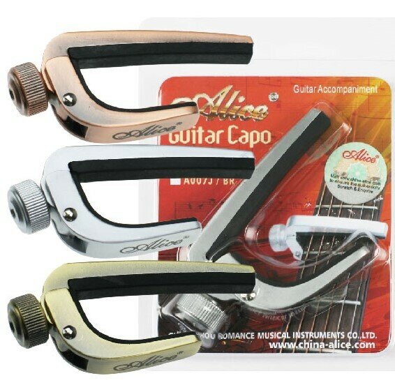 Каподастр для акустической и электрогитары Alice, хром (A007J-PC)