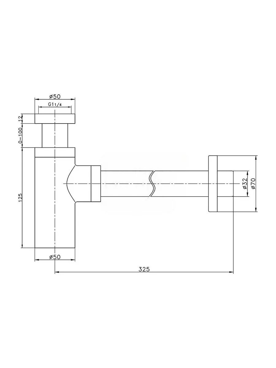 Сифон для раковины встраиваемый Raglo R600.20, латунный, цвет хром — фото 1
