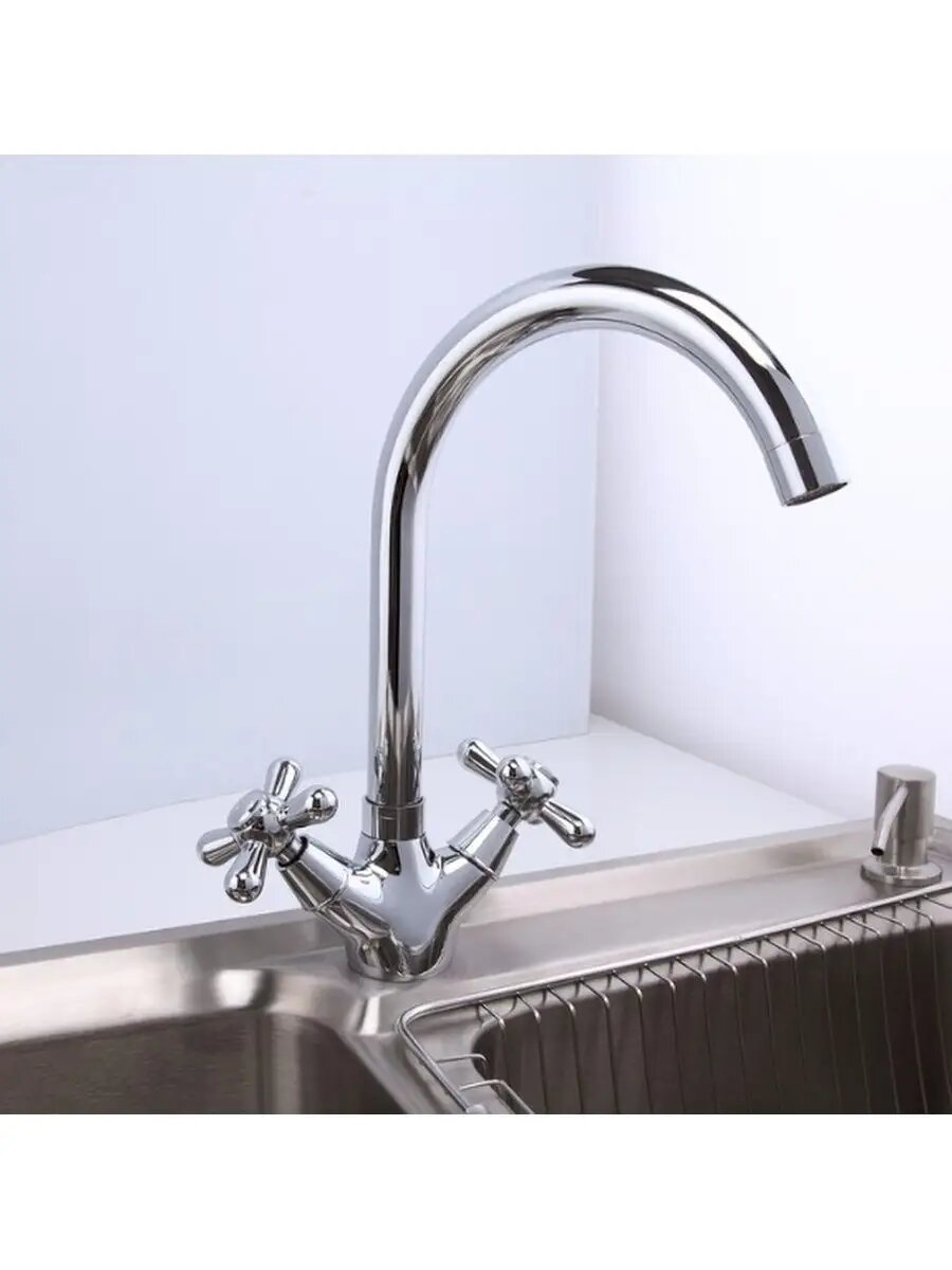 Смеситель для кухни Frap F4025 поворотный излив латунь хром