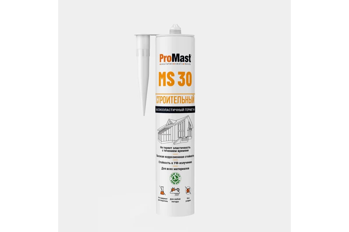 Высокоэластичный строительный мс-полимерный герметик ProMast MS 30, белый MSP130R00W