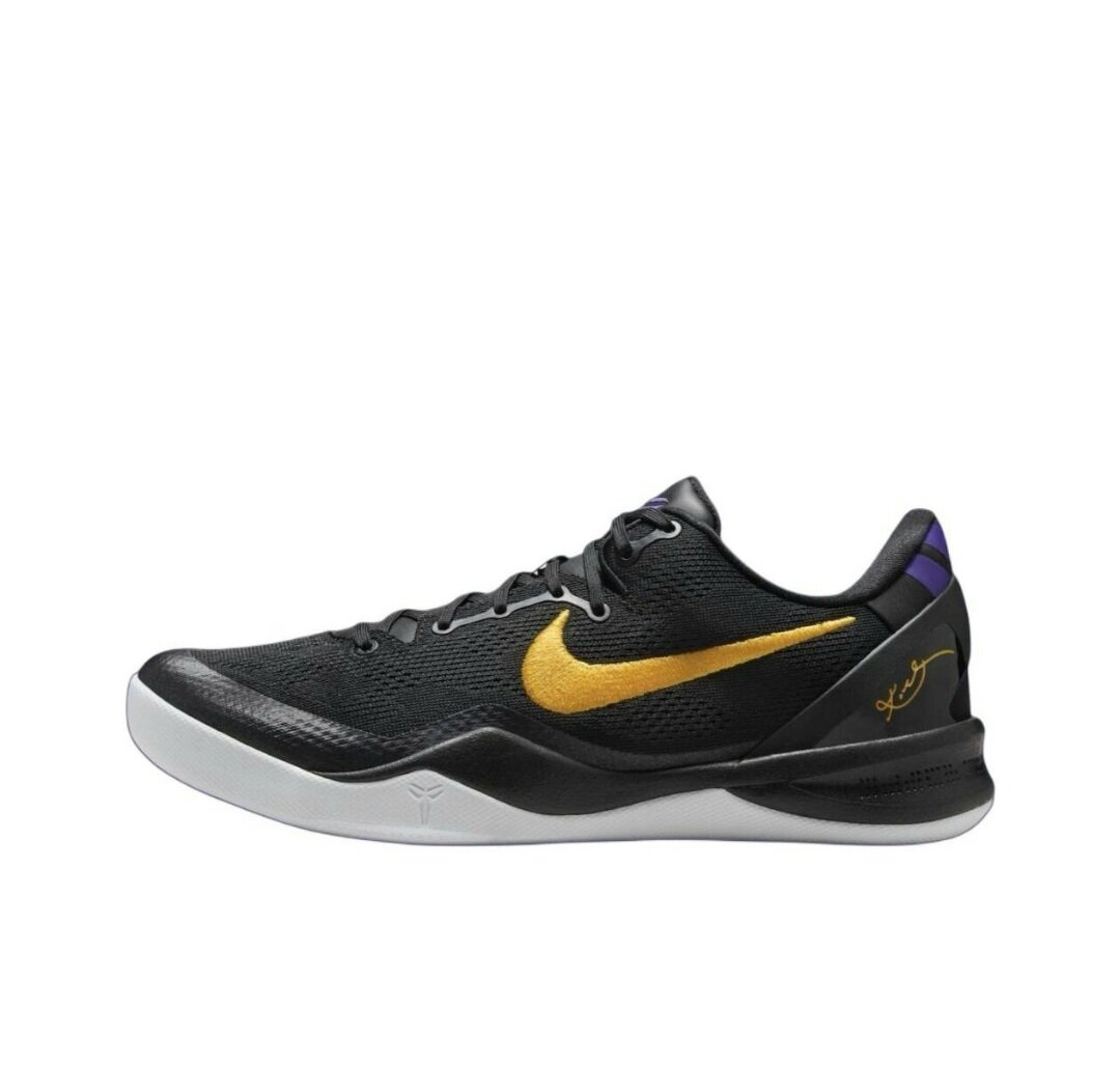 Кроссовки NIKE nike kobe 8 protro lakers away, полнота D, размер 45 EU, черный/золотой