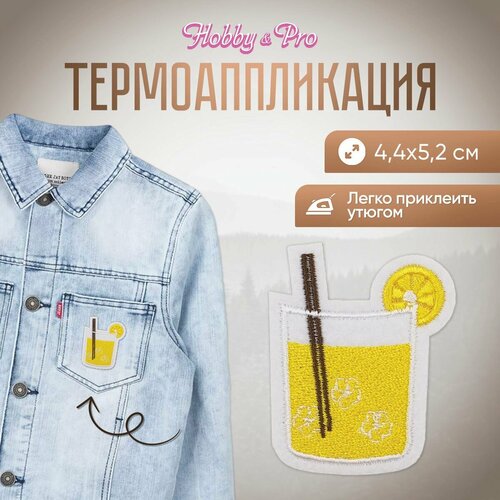 фото Термоаппликация 'коктейль в стакане', 4.4*5.2см, hobby&pro hobby & pro