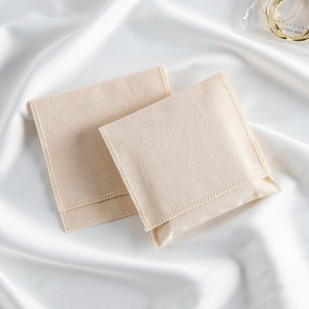 Набор из 10 натуральных хлопковых сумок-конвертов 8x8cm