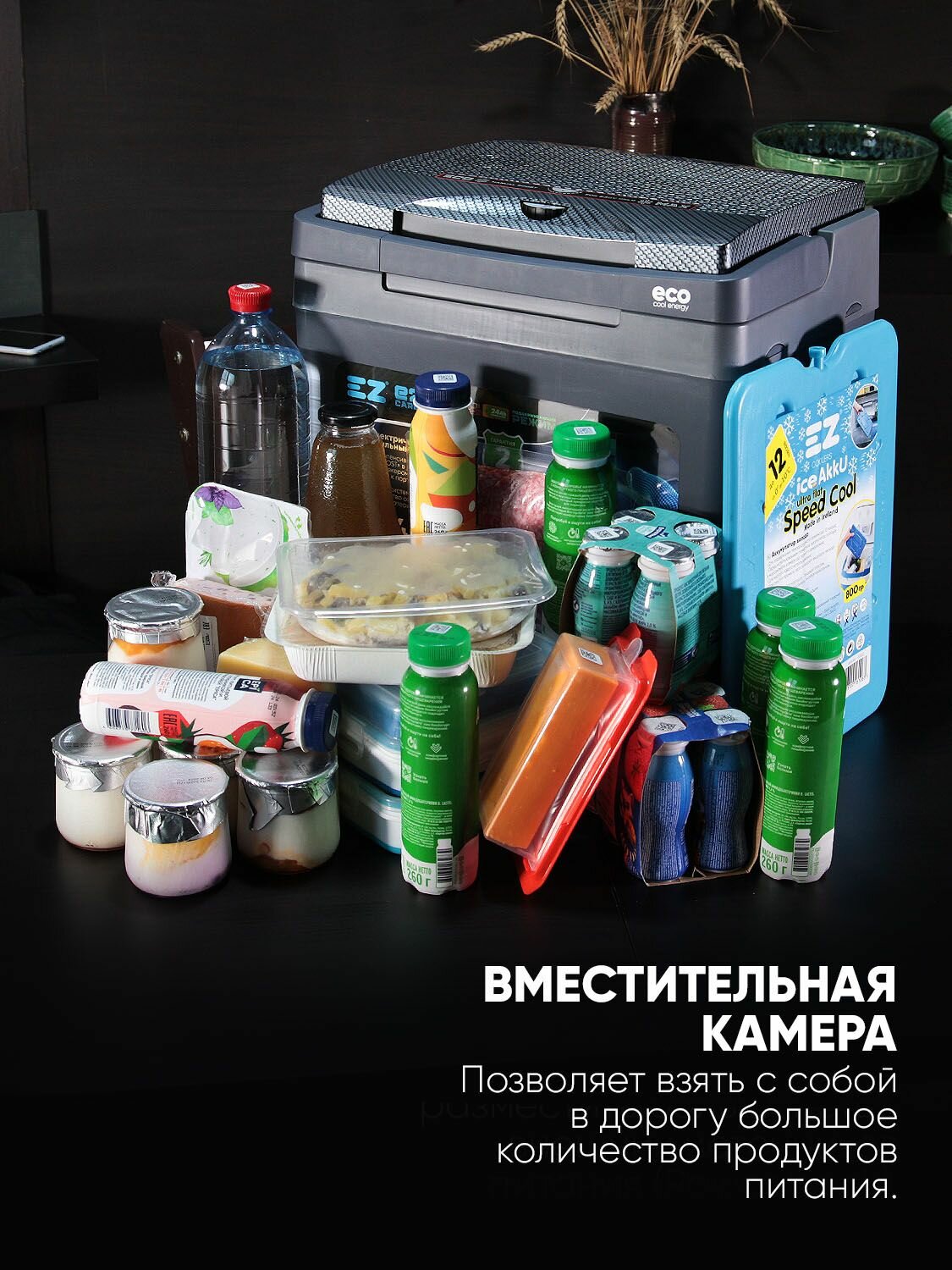 Холодильник автомобильный EZ, c тремя питаниями USB - 5В,12/220В, объем 24 литра — фото 1